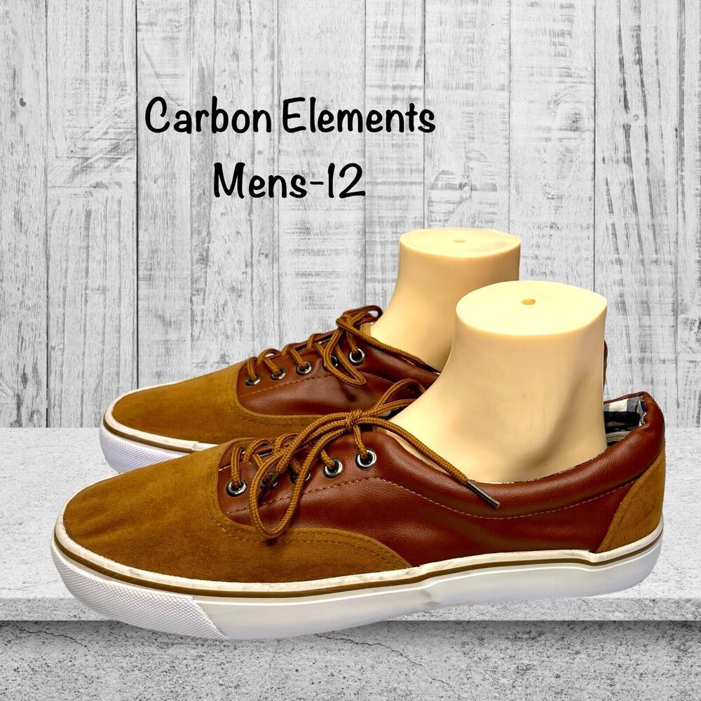 Carbon Elements Mens Brown Faux Leather Suede Lace up Casual Sneaker Size 12 M‎